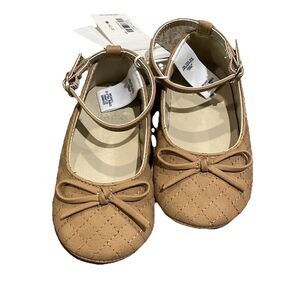 Janie And Jack Tan Faux Suede Quilted Ballet Flats Infant Size 18-24 Months